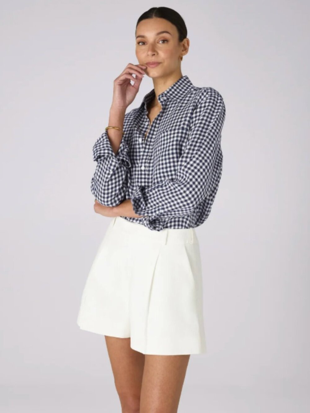 With Nothing Underneath (WNU) The Classic Navy Gingham Button Down Shirt - Picture 2 of 6
